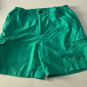 Reel Legends mens SZ L Teal beach fishing cargo Shorts